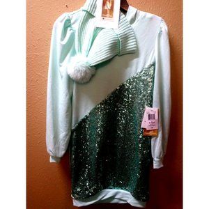 Self-esteem lightweight green Girls dress with beanie cap size M 10 to 12